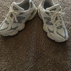 New Balance Cream and Gray Athletic Shoes